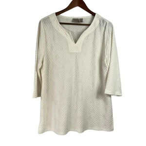 Easywear by Chicos Womens Cream Pullover Knit Shirt Sweater Sz 2 (L/12)
